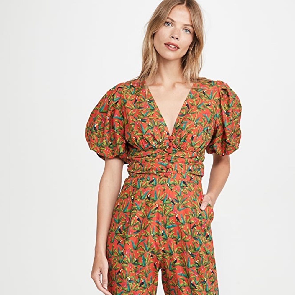 Farm Rio tuscano Paradise open back jumpsuit